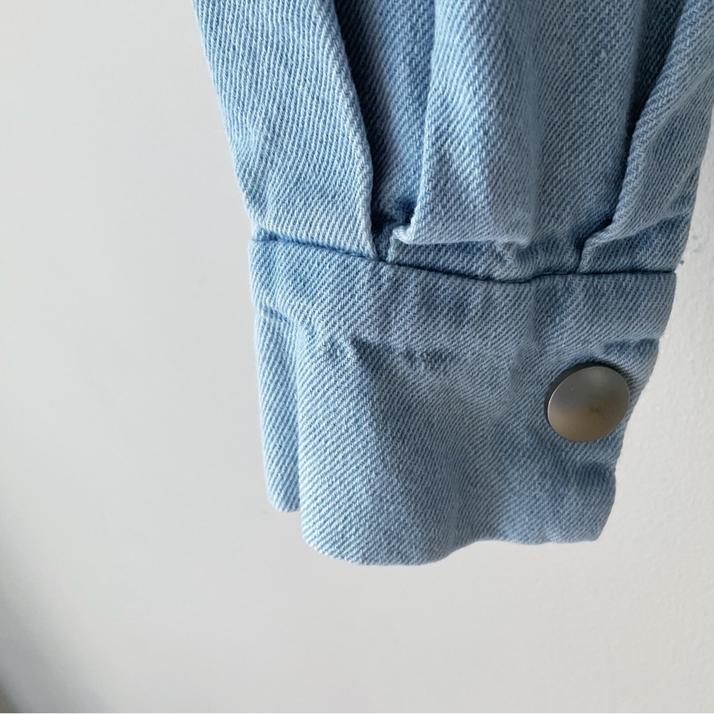 Etienne Marcel Puff Sleeve Denim Top in Light Blue Wash Size S - Picture 5 of 7